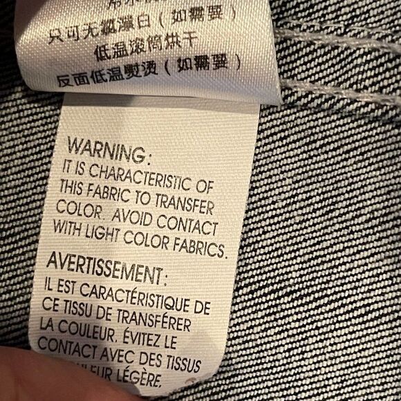 Armani Exchange Blue Full Zip White Washed Denim Cropped Moto  Jacket Size XS - Picture 10 of 10